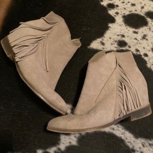 Cream Suede Booties Size 8